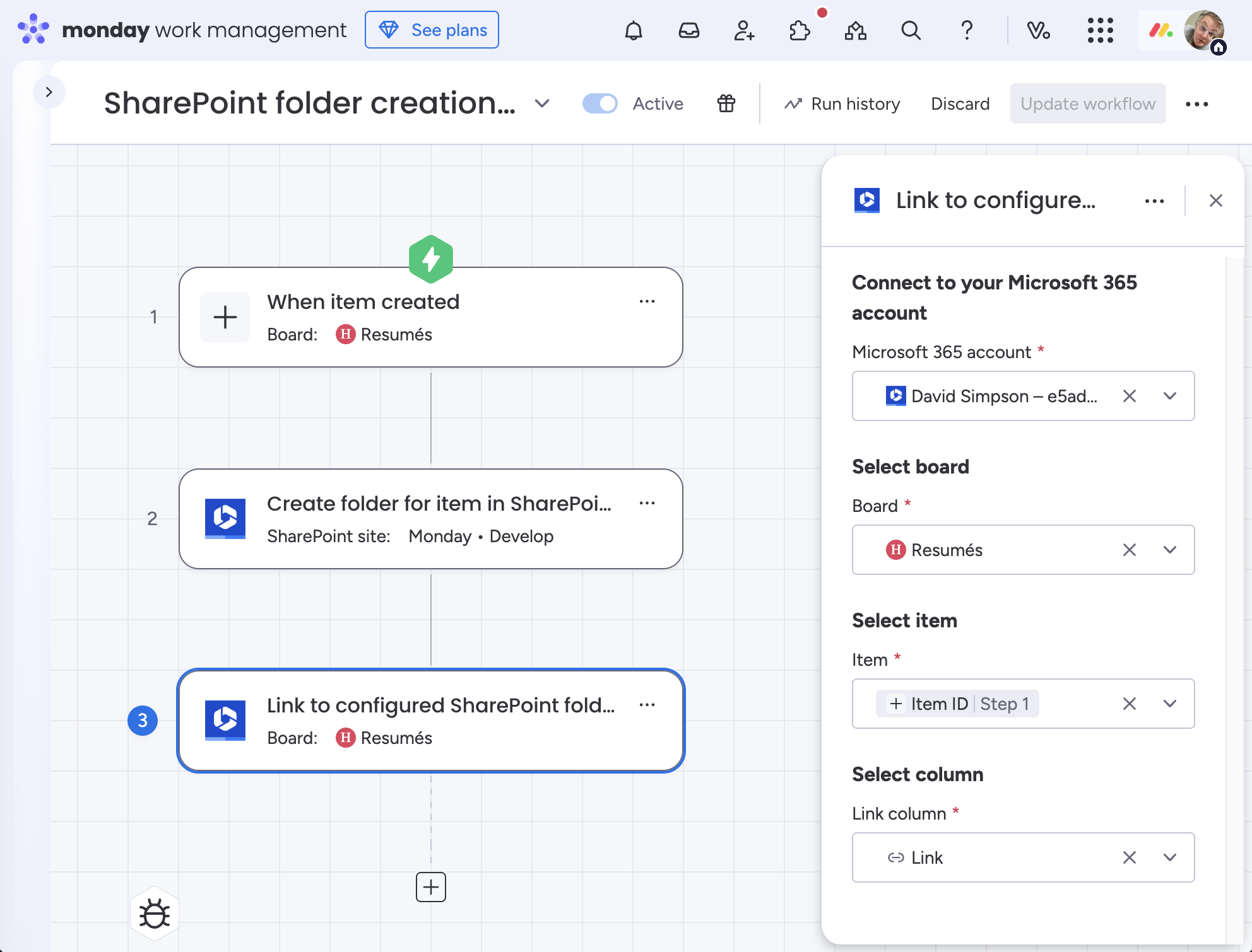 Link to configured SharePoint folder